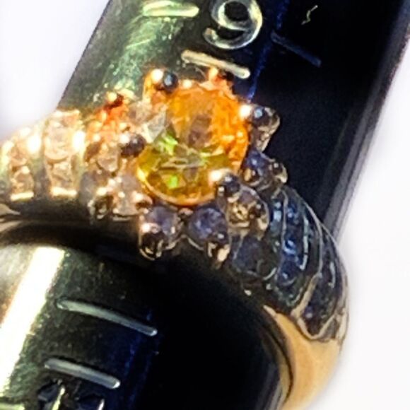 Vintage faux citrine cz large 1980’s huge cocktail ring gold plate size 10 - Picture 7 of 11